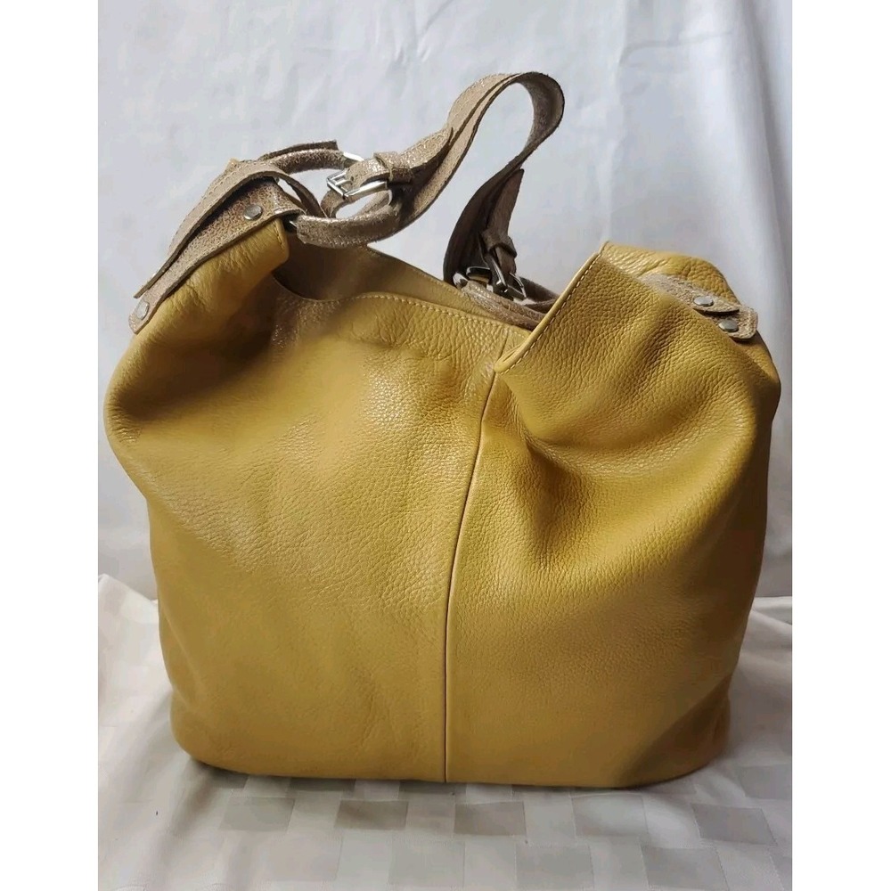 Raquel Rocha Bolsas e Large Shoulder Bag Leather Mustard Tote Made In Brazil‎ - Picture 2 of 12